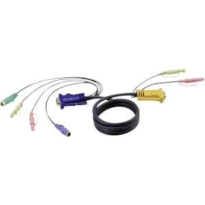 KVM Priključni kabel [1x Muški konektor VGA, 3,5 mm banana utikač, 3,5 mm banana utikač, Muški konektor PS/2, Muški konektor PS/ slika
