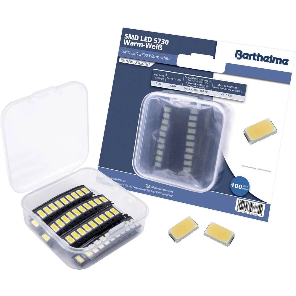 Barthelme SMD LED 5730 Hladno-bijela 12000 mcd 120 ° 150 mA 3 V Bulk slika