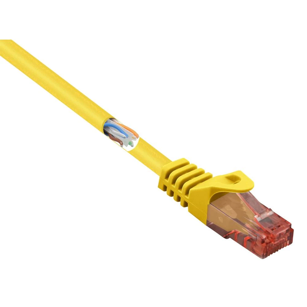 LAN (RJ45) Mreža Priključni kabel CAT 6 U/UTP 0.50 m Žuta sa zaštitom za nosić, Bez halogena Basetech slika