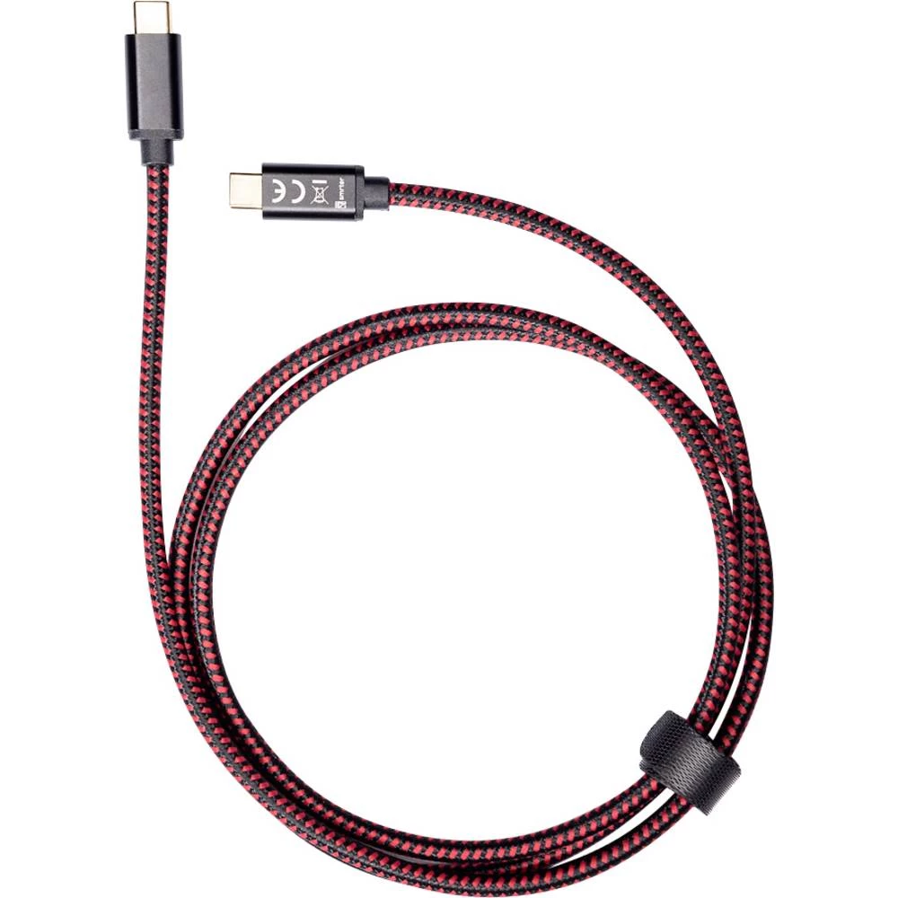 Smrter USB kabel USB 2.0 USB-C™ utikač, USB-C™ utikač 1.20 m crna, crvena slika