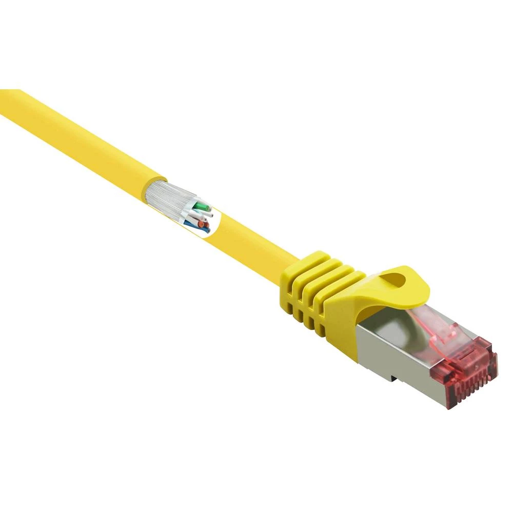 Renkforce RF-5370034 RJ45 mrežni kabel, Patch kabel CAT 6 S/FTP 1.00 m žuta sa zaštitom za nosić, pozlaćeni kontakti, vatrostalan 1 St. slika