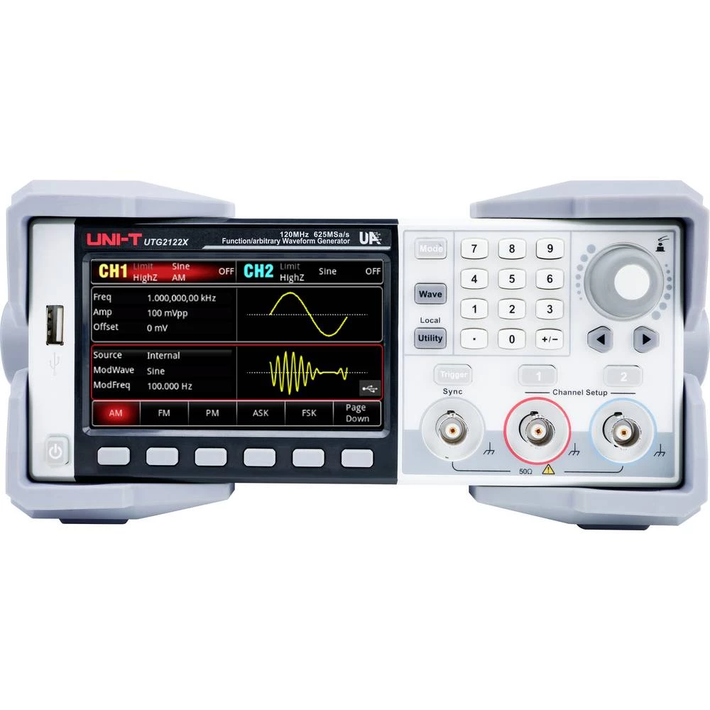 Uni-T UTG2122X funkcijski generator na struju 120 Hz (max) 2-kanalni proizvoljno, pravokutnik, puls, rampa, buka slika