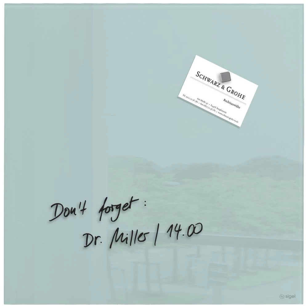 SIGEL Artverum magnetna staklena ploča - TÜV testirano - 30 x 30 cm - akvamarin - sigurnosno staklo (ESG) Sigel staklena magnetna ploča Artverum (Š x V) 30 cm x 30 cm akvamarin boja GL133 slika