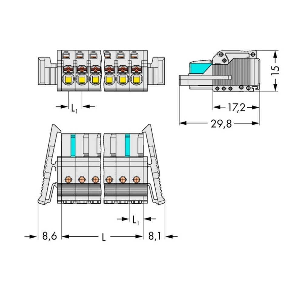 WAGO kućište kabelske utičnice 2721 Ukupan broj polova 3 Raster: 5 mm 2721-103/037-000 50 St. slika