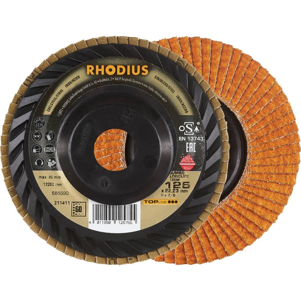 Rhodius 211411 JUMBO LONGLIFE TRIM lepezasta brusna ploča nehrđajući čelik, čelik 10 kom. slika