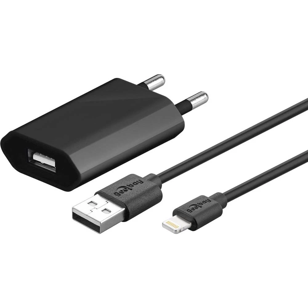 Goobay flach1A Lightning 44994 USB punjač Utičnica Izlazna struja maks. 1000 mA 1 x Ženski konektor USB 2.0 tipa A, Muški konekt slika