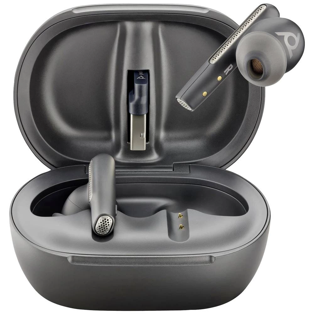 HP Poly Voyager Free 60+ UC In Ear Headset Bluetooth® stereo crna slušalice s mikrofonom, kutija za punjenje slika