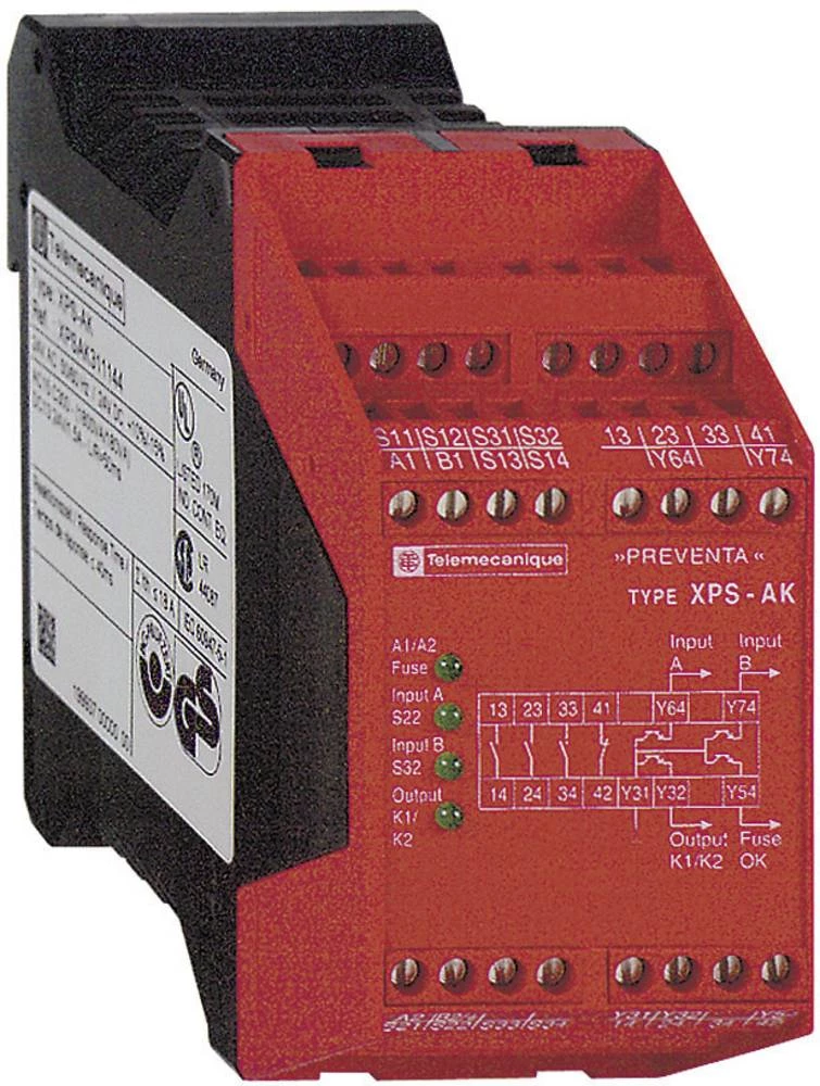 Sigurnosni relej 1 ST XPSAK311144 Schneider Electric Radni napon (broj): 24 V/DC, 24 V/AC 3 prebacivanje (Š x V x d) 45 x 99 x 1 slika