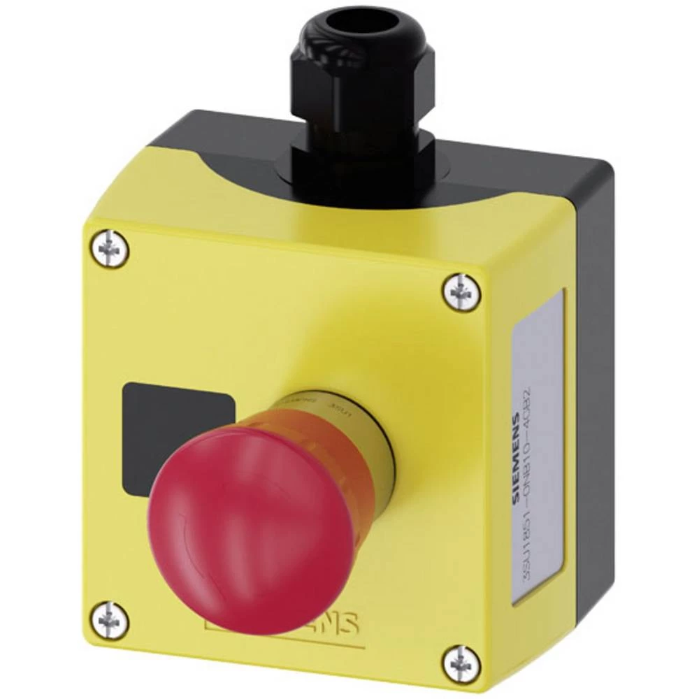 Siemens 3SU1851-0NB10-4GB2 kućište za podnu montažu, sa štitom  1 tipka crvena, crna, srebrna  otpiranje okretanjem 1 St. slika