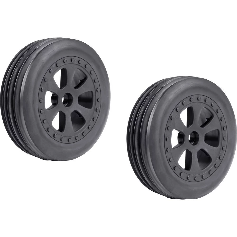 Reely 1:10 buggy kompletni kotači zasječene gume 6 krakova crna 1 Par slika