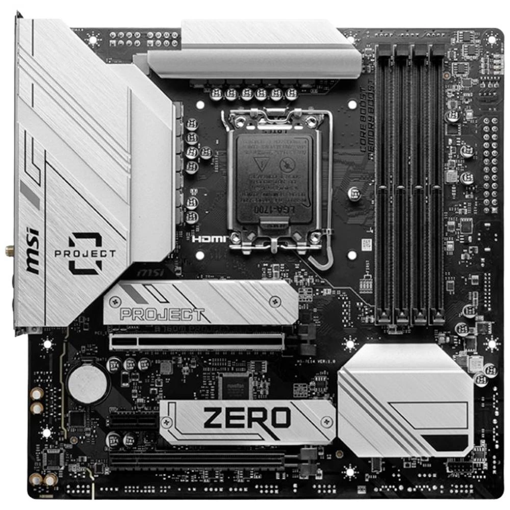 MSI B760M PROJECT ZERO matična ploča Baza Intel® 1700 Faktor oblika (detalji) Micro-ATX Set čipova matične ploče Intel® slika
