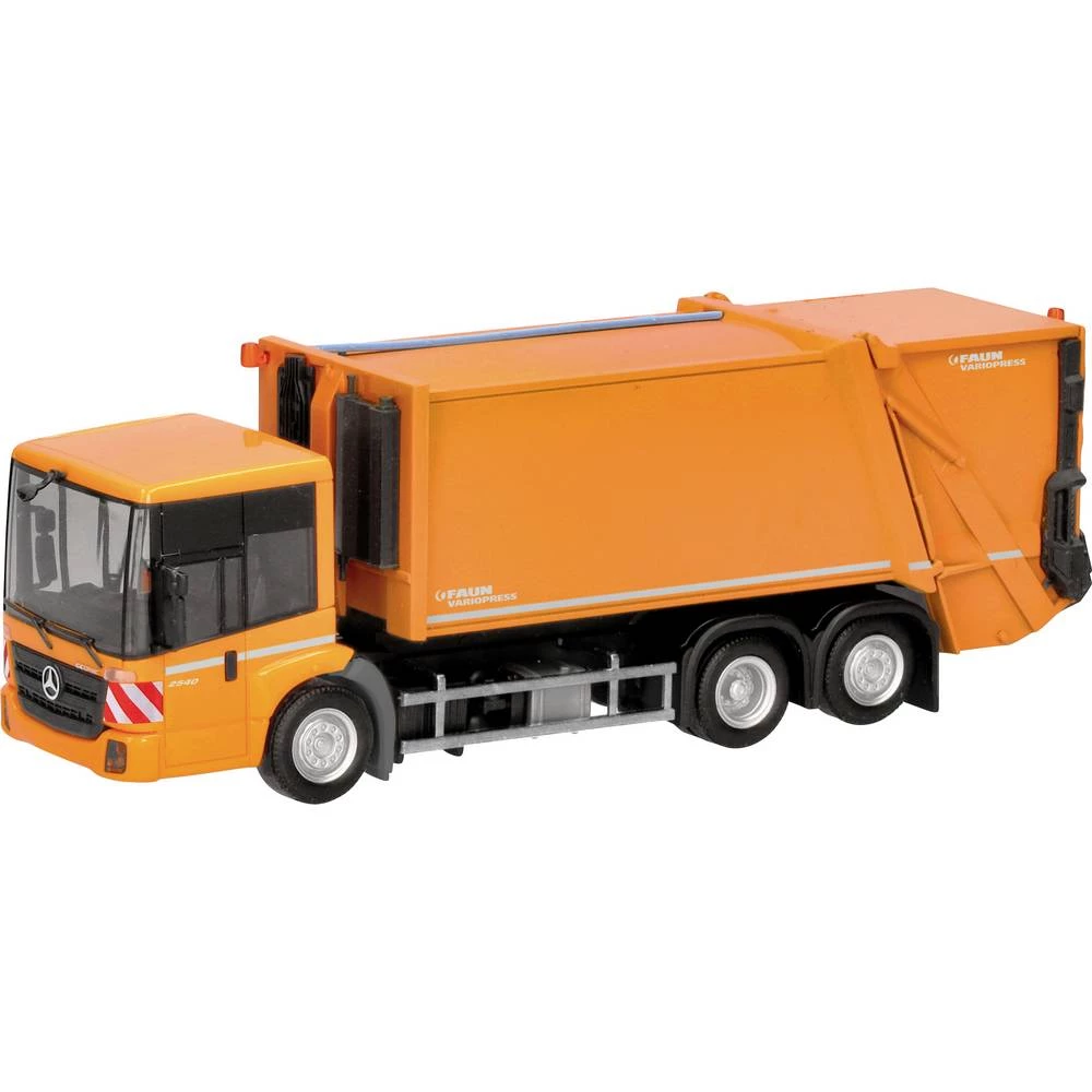 Herpa 319003 h0 model kamiona Mercedes Benz Econic vozilo za sabijanje otpada FAUN VARIOPRESS, narančasto za komunalne u slika