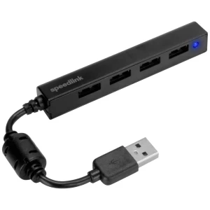SpeedLink Snappy Slim USB Hub, 4-porta, USB 2.0, pasivno, crno SpeedLink Snappy Slim 4 ulaza USB 2.0 hub  crna slika
