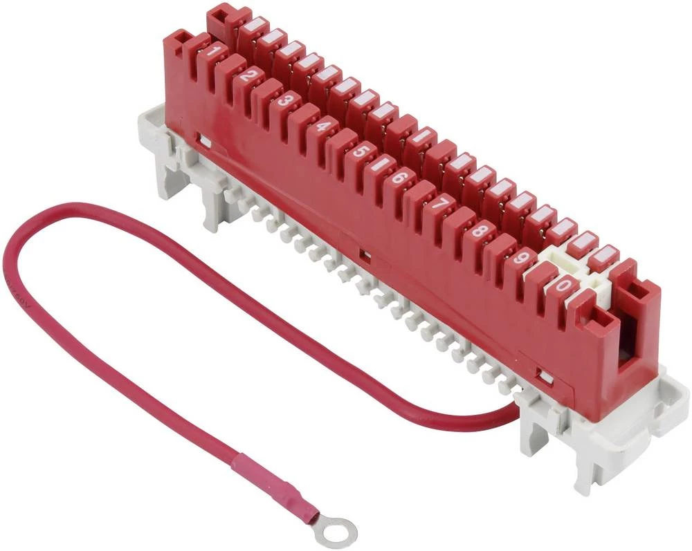 LSA Plus 2 modul za uzemljenje uključujući kabel za uzemljenje 108,3 mm 10 dvostruke žice 93014c1020 crvena Sadržaj: 1 kom. slika