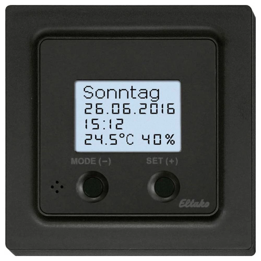 FUTH55ED/12-24V UC-am Eltako radijski bežični termohigrostat sa satom Domet (maks. u otvorenom polju) 30 m slika