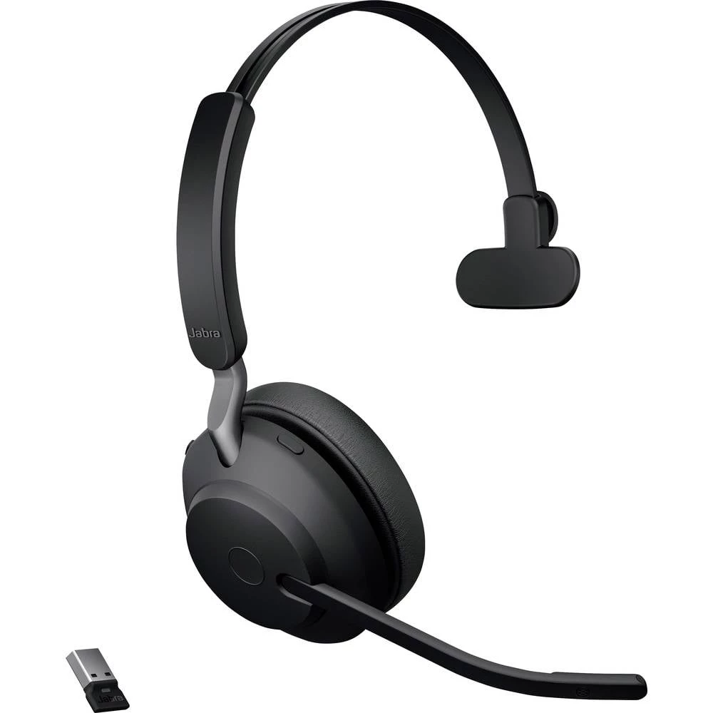 Jabra Evolve2 65 monaural telefon On Ear Headset Bluetooth® mono crna kontrola glasnoće, indikator napunjenosti baterije slika
