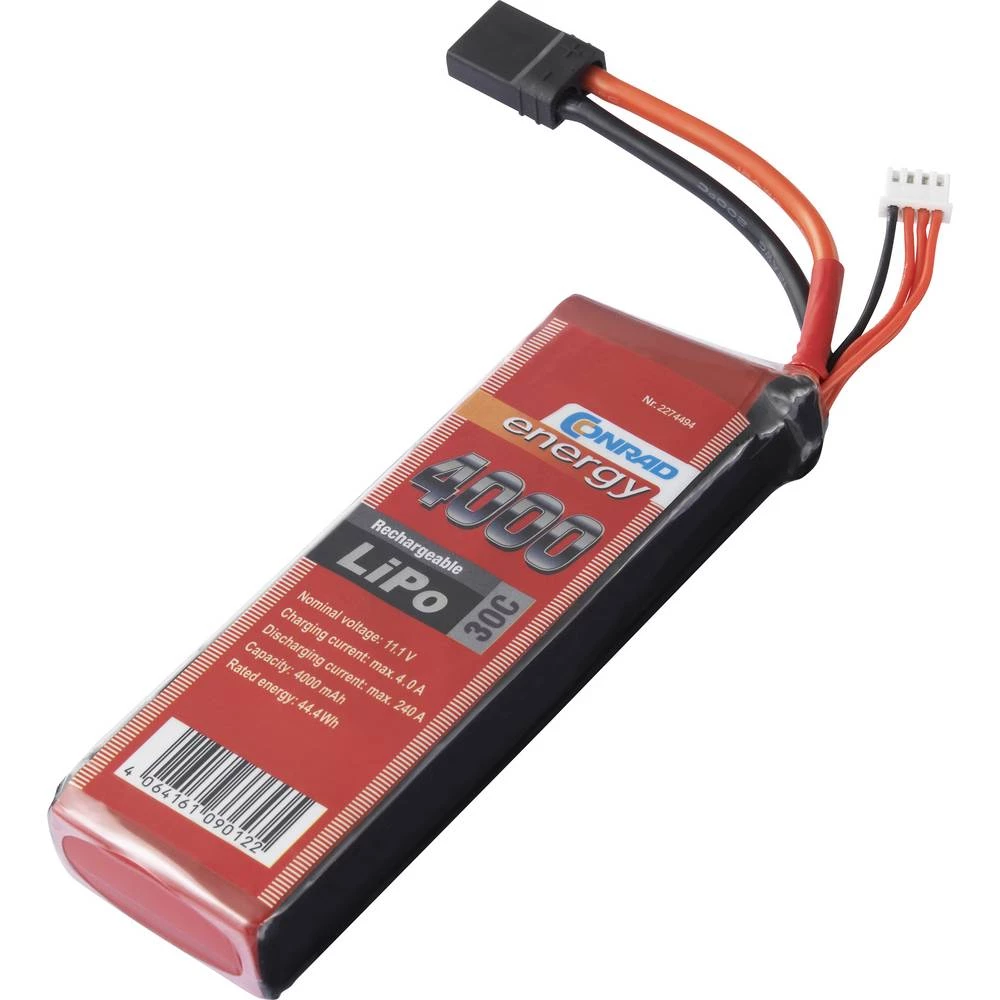 Conrad energy lipo akumulatorski paket za modele 11.1 V 4000 mAh Broj ćelija: 3 60 C softcase traxxas priključak slika