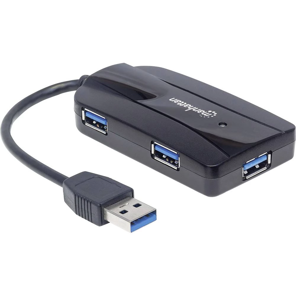 Manhattan 163590 3 vrata USB 3.0 Hub S ugrađenim čitačem SD kartica Crna slika