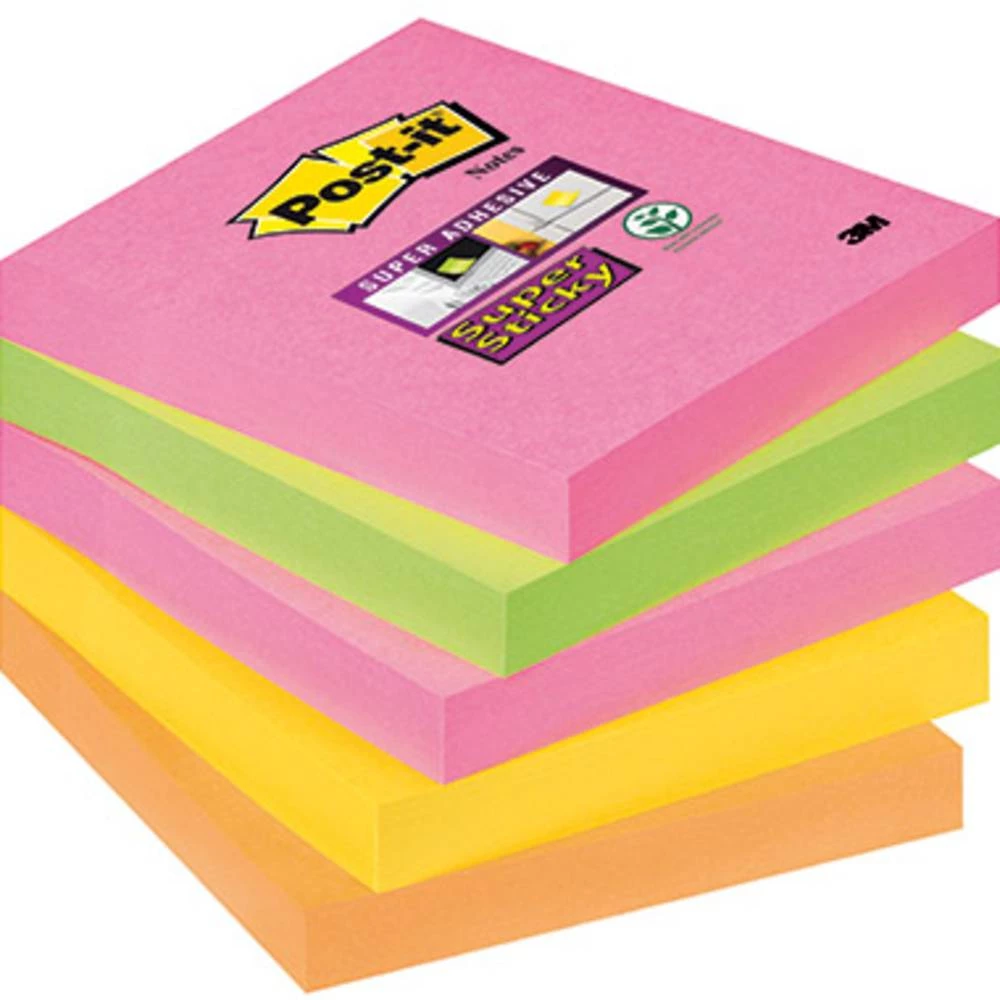 Post-it Ljepljiva bilješka 654S-N 127 mm x 76 mm Neonsko-zelena, Neonsko-narančasta, Neonsko-žuta, Neonsko-ružičasta 450 Stranic slika