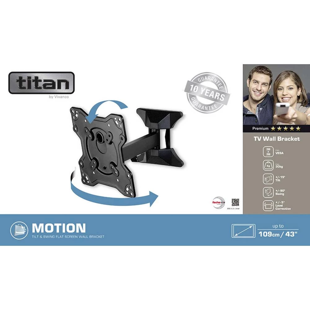 Zidni držač za TV 81,3 cm (32) - 109,2 cm (43) Nagibni i okretni Vivanco BMO 8120 slika