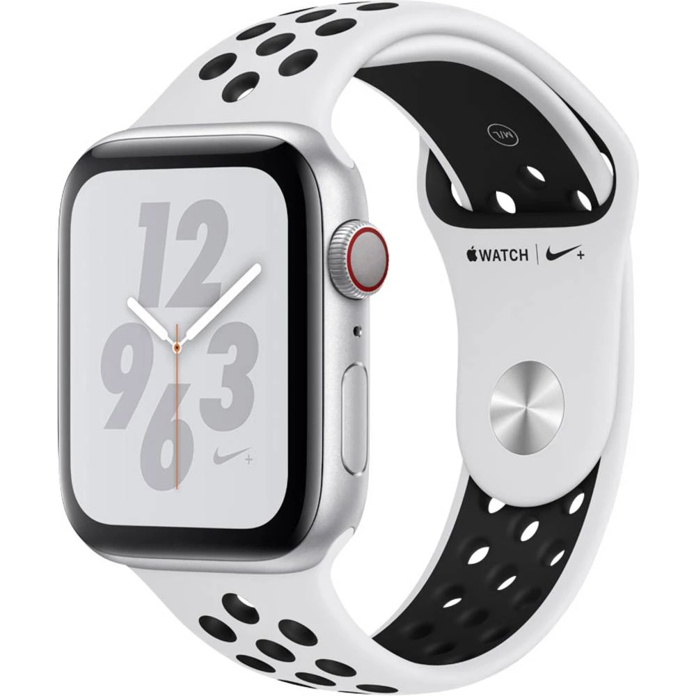 Apple Pametni sat serije 4 Nike+ ćelijski 44 mm Kućište od aluminija Srebrna Platinasta, Crna slika