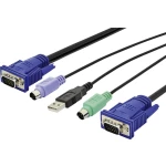 KVM Priključni kabel [1x Muški konektor VGA - 2x Muški konektor PS/2, Muški konektor USB 2.0 tipa A, Muški konektor VGA] 5 m Crn