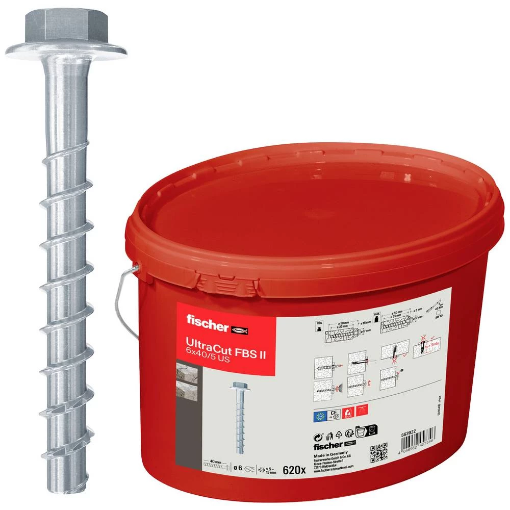 Fischer 563922 UltraCut FBS II 6x40/5 US Eimer (620) concrete screw 6 mm 40 mm čelik galvansko pocinčani 620 St. slika