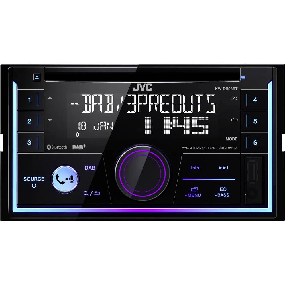 JVC KWDB93BT-ANT Dvostruki DIN autoradio Uklj. DAB antena, DAB + tuner, Bluetooth&reg; telefoniranje slobodnih ruku, Priključak slika
