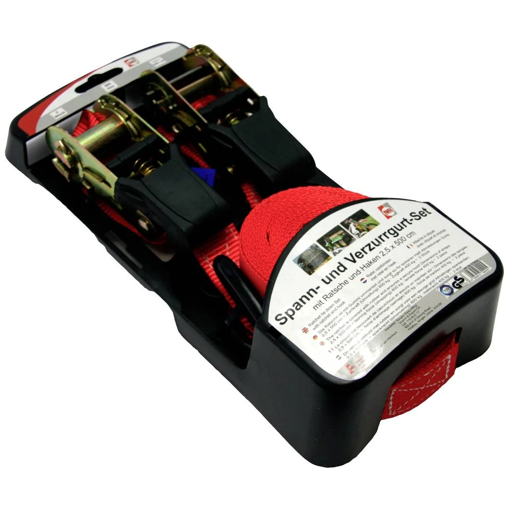 Set traka za zatezanje i pričvršćivanje s čegrtaljkom i kukom 2,5 x 500 cm, set od 2 komada IWH 79424 dvodijelna zatezna traka  (D x Š) 500 cm x 2.5 cm račna slika