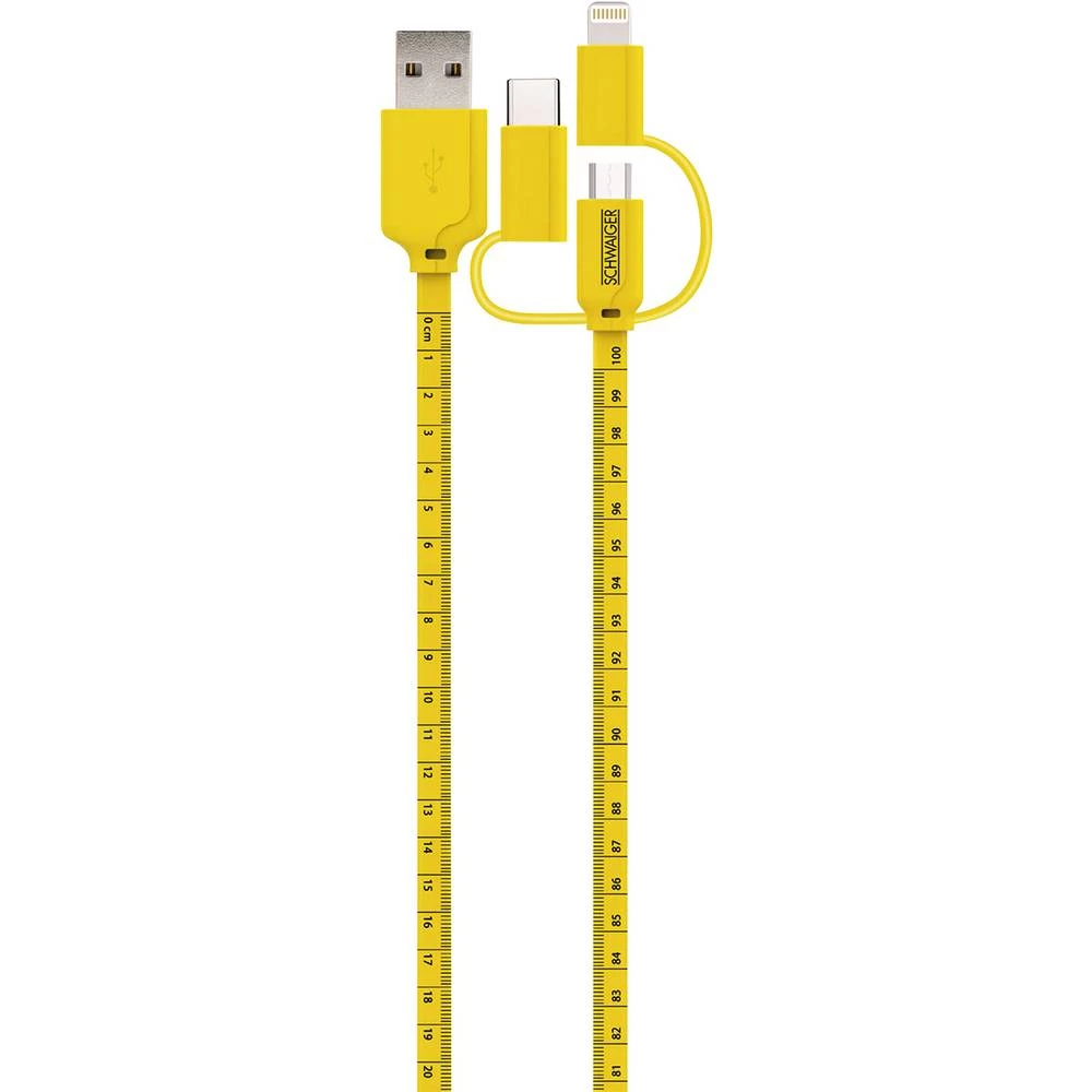 Schwaiger USB 2.0 priključni kabel [1x muški konektor USB 2.0 tipa a - 3x muški konektor Apple dock lightning, muški konektor mi slika