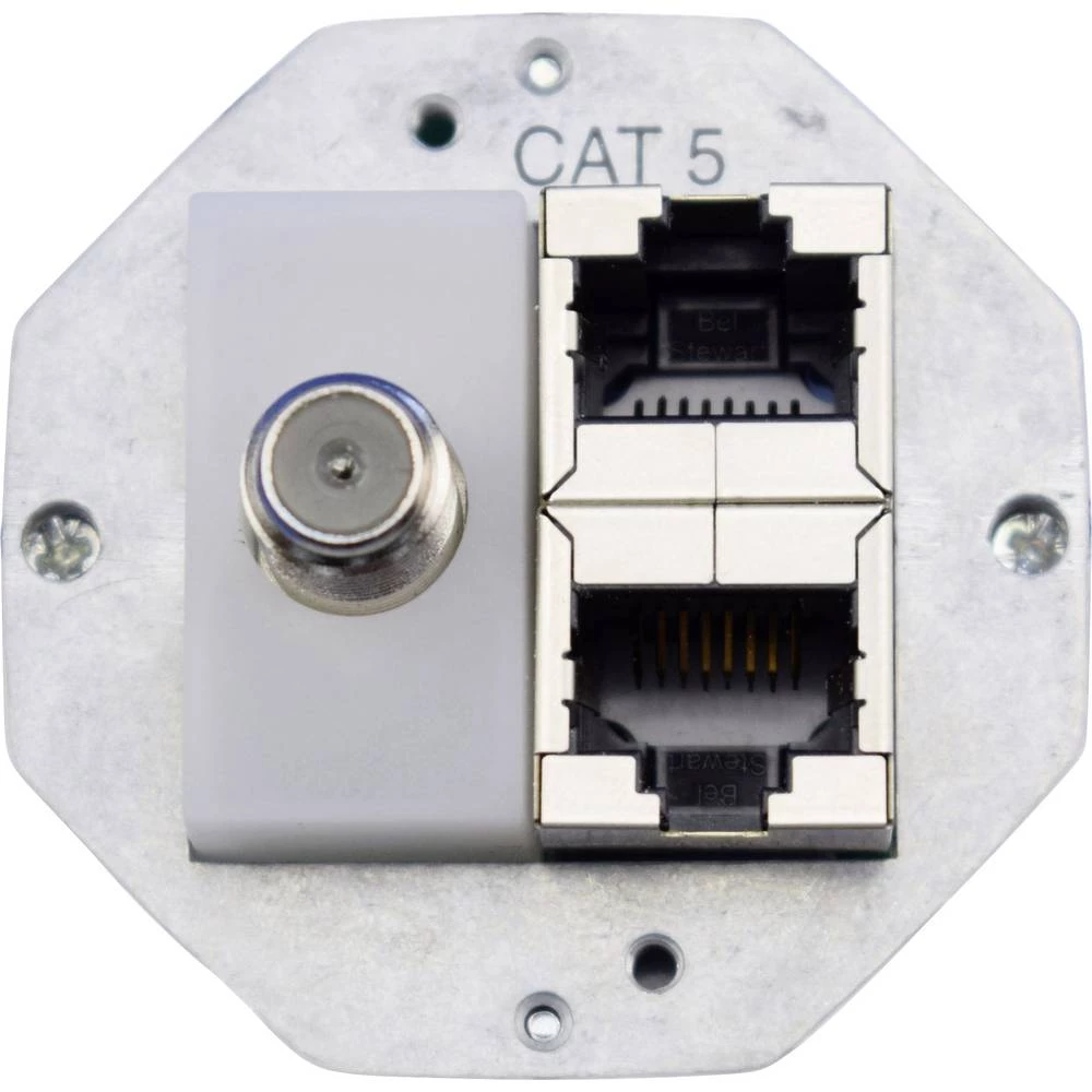 KOMOS KDD 500 mrežna utičnica podžbukna upotreba/utičnica sa središnjom pločom i okvirom cat 5 srebrna slika