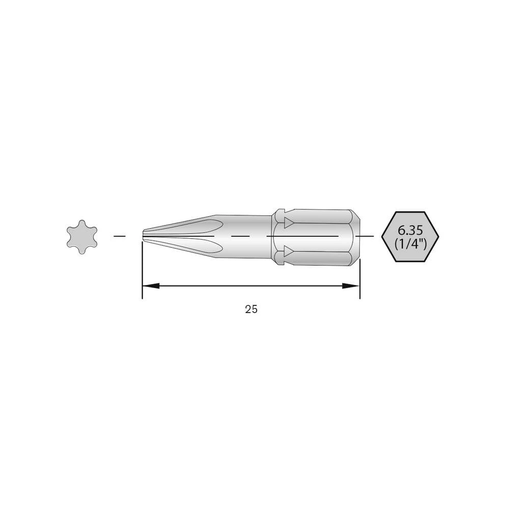 Bernstein Tools for Electronics 6-TX15-25 Torx bit HRC čelik visoko legirani C 6.3 6 kom. slika