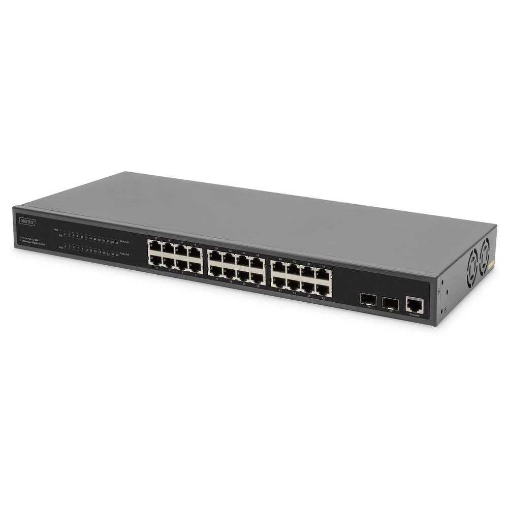 Digitus DN-95359 19" mrežni prekidač RJ45/sfp 24 + 2 ulaza 10 / 100 / 1000 MBit/s PoE funkcija slika