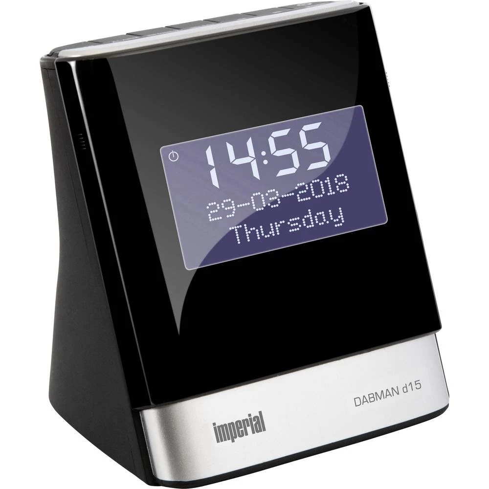 DAB+ (1012) Radio budilica Imperial DABMAN d15 AUX, UKW, USB Funkcija punjenja baterije Crna slika