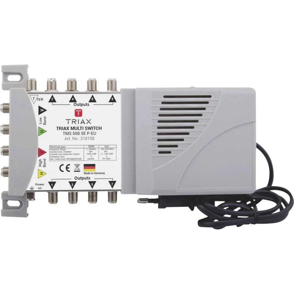 Satelitski multiprekidač Triax TMS 508 SE P-EU Ulazi: 5 (4 Sat/1 zemaljske) Broj sudionika: 8 slika