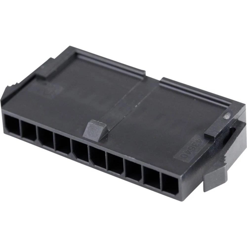 Molex 436401000 Micro-Fit 3.0 Plug Housing, Single Row, 10 Circuits, UL 94V-0, Panel Mount Ears, Low-Halogen, Black slika