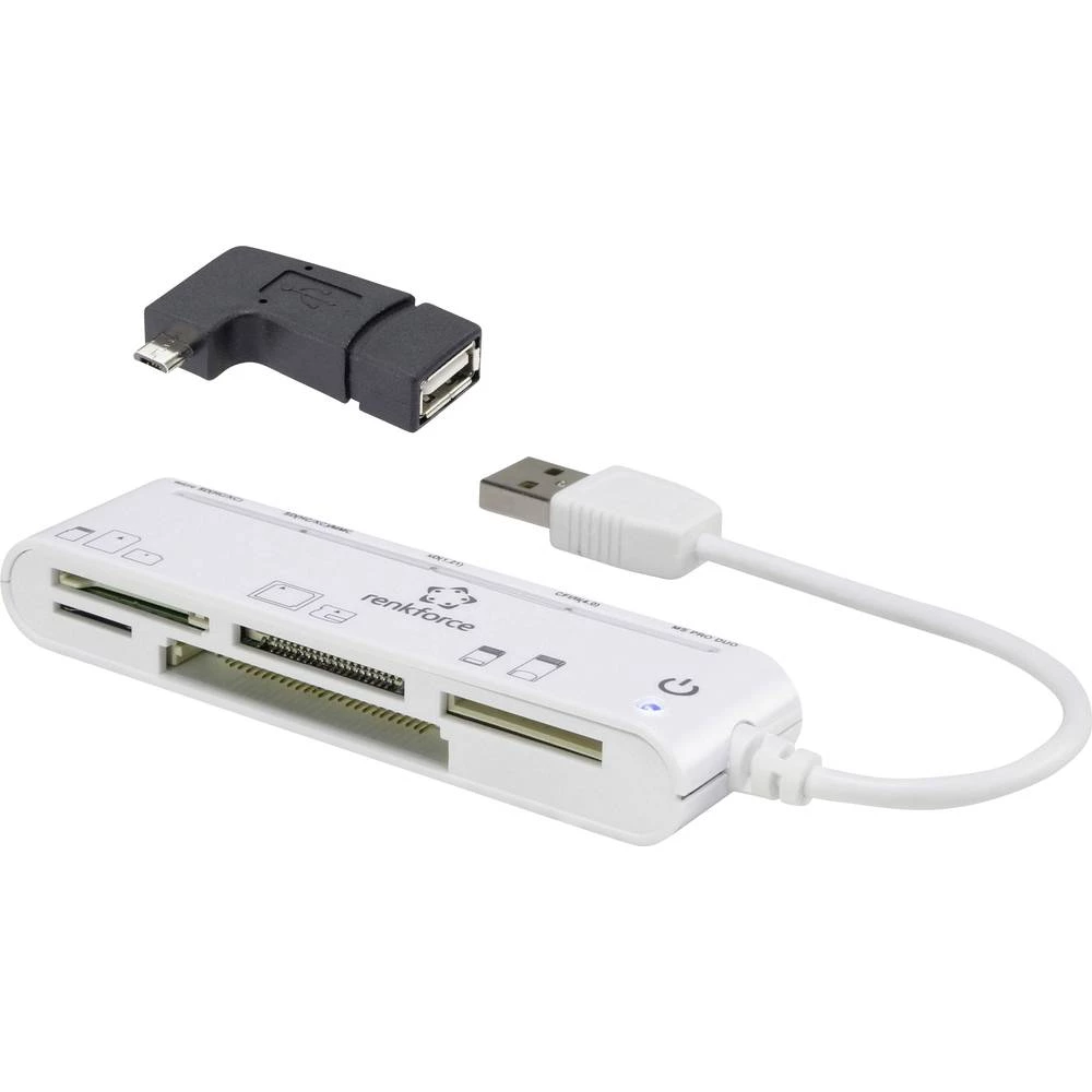 renkforce All-in-One micro-USB / USB2.0 čitač memorijskih kartica CR45e - za za tablete, pametne telefona i PC, bijeli slika