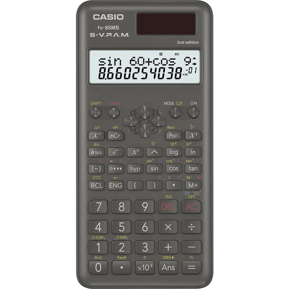 Casio FX-85MS 2nd Edition Crna Zaslon (broj mjesta): 12 solarno napajanje, baterijski pogon (Š x V x d) 75 x 11 x 164 mm slika