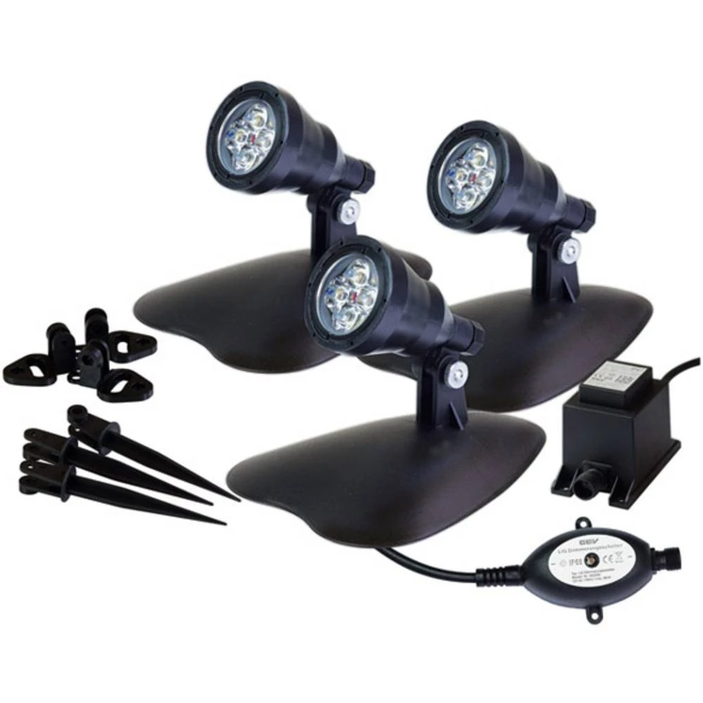 Set LED reflektora za vrt 3-dijelni komplet LED 12 W Toplo-bijela GEV Flora 022218 Antracitna boja slika
