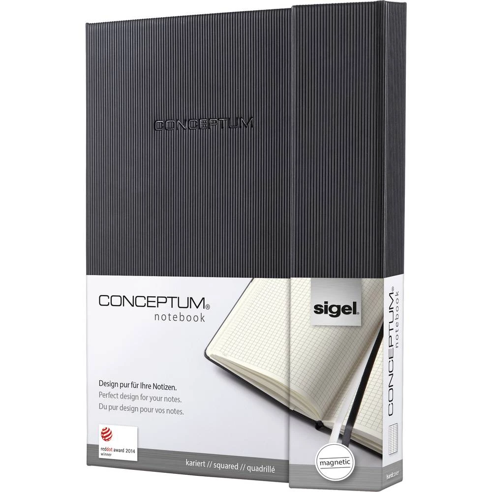 Sigel Bilježnica CONCEPTUM&reg; CO161 Kockasta Crna Broj listova: 97 DIN A5 slika