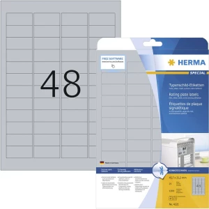 Herma 4221 etikete za nazivne pločica 45.7 x 21.2 mm poliesterska folija srebrna 1200 St. trajno prianjanje  laserski pi slika