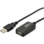 Digitus USB kabel USB 2.0 USB-A utikač, USB-A utičnica 5.00 m crna aktivno s pojačanjem signala DA-70130-4