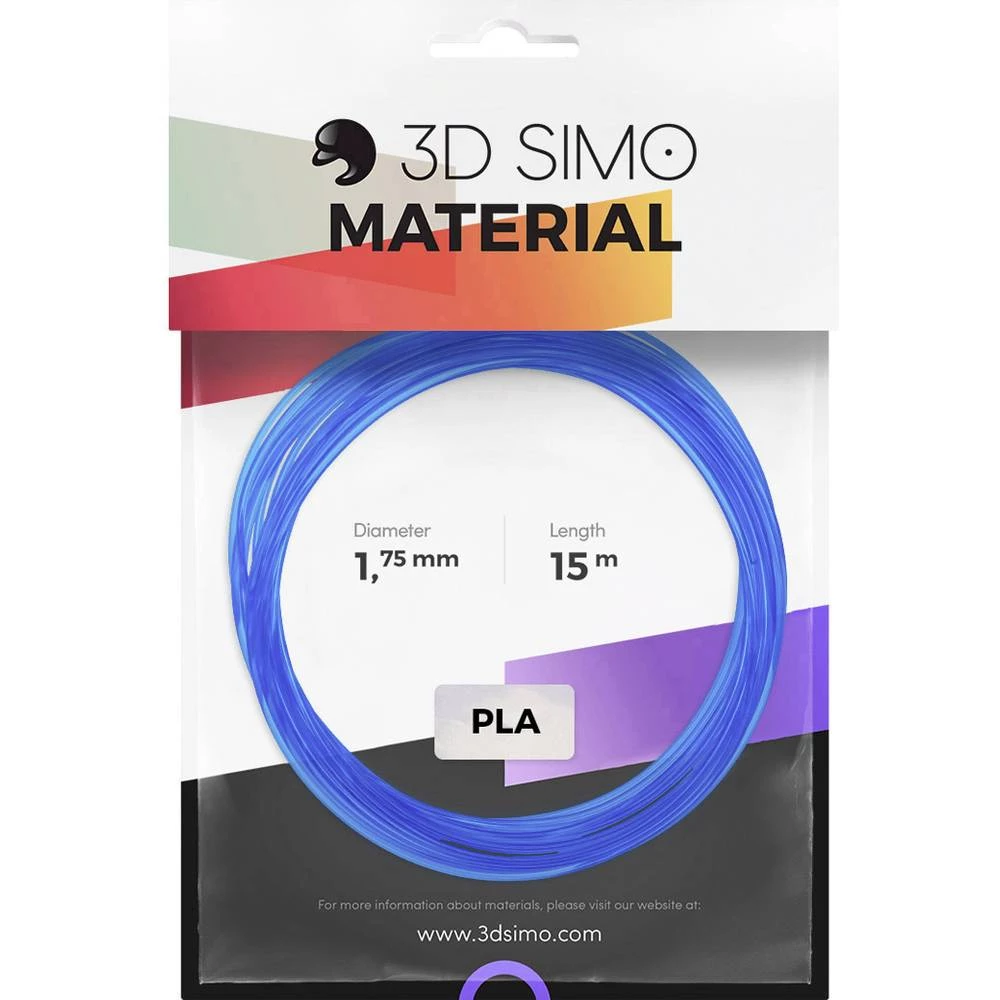 Filament-Paket 3D Simo 3Dsimo PLA Transparent blau, rot & weiß PLA 1.75 mm Plava (prozirna) boja, Crvena (prozirna), Bijela (tra slika