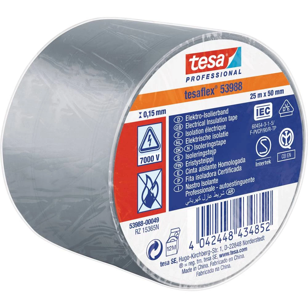 Izolacijska traka tesa&reg; 53988 Siva (D x Š) 25 m x 50 mm tesa 53988-00049-00 1 Role slika