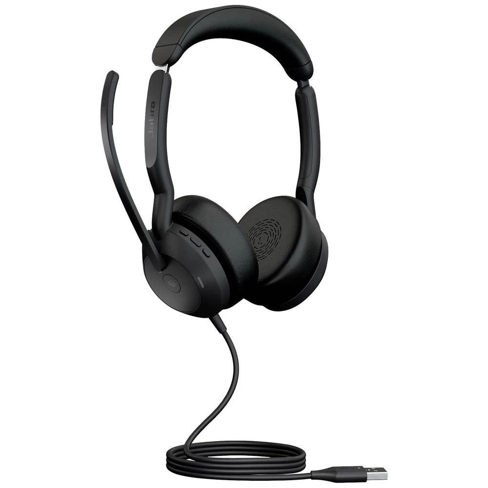 Jabra Evolve2 50 MS Stereo računalo On Ear Headset Bluetooth®, žičani stereo crna smanjivanje šuma mikrofona, poništavan slika