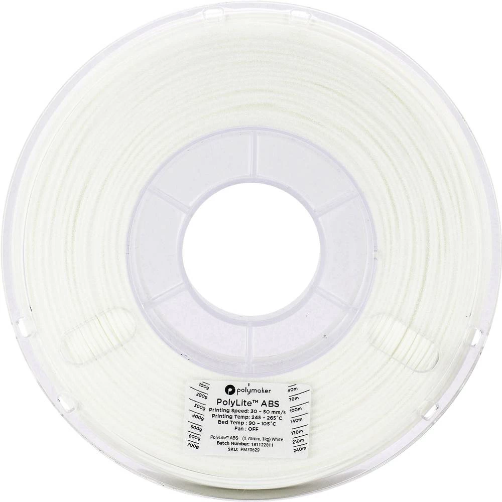 3D pisač filament Polymaker PolyLite 70630 ABS plastika 2.85 mm Bijela 1 kg slika