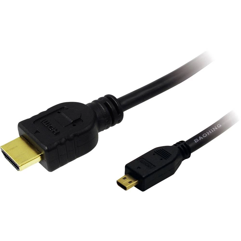 LogiLink HDMI Priključni kabel [1x Muški konektor HDMI - 1x Muški konektor Micro HDMI tipa D] 3 m Crna slika