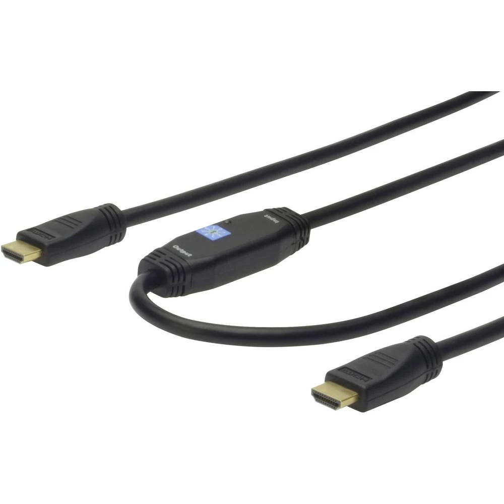 HDMI Priključni kabels pojačalom[1x Muški konektor HDMI - 1x Muški konektor HDMI] 40 m Crna Digitus slika