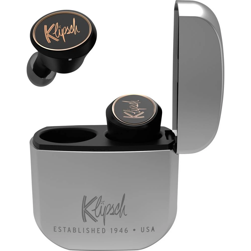 Klipsch T5 True Wireless Bluetooth® HiFi in ear slušalice u ušima kontrola glasnoće, kontrola na dodir , vodoodbojne crn slika