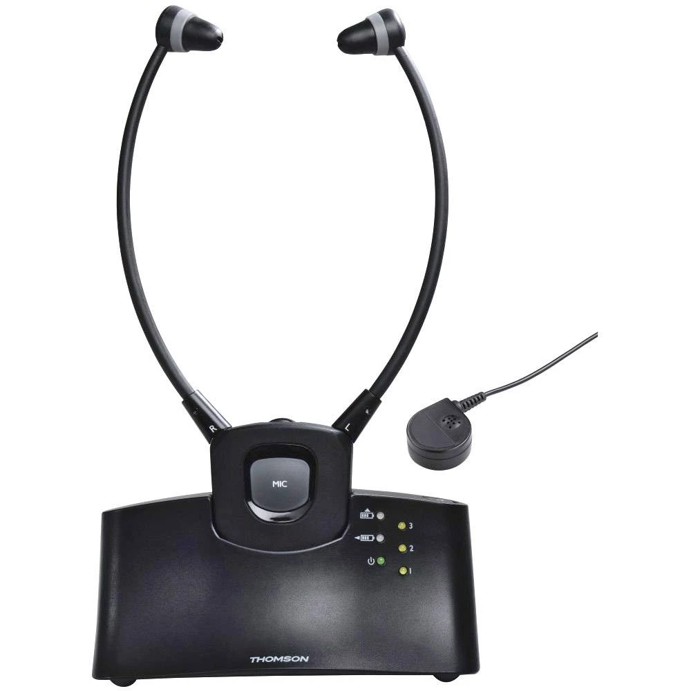 Bežični TV Naglavne slušalice Thomson WHP5305BK U ušima Kontrola glasnoće Crna slika